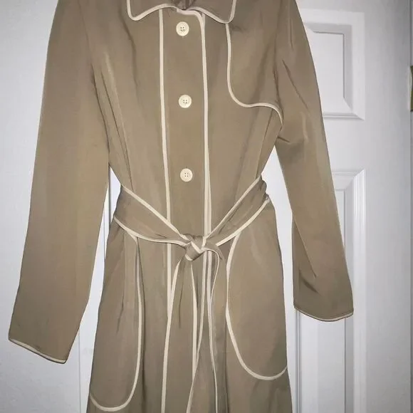 Harve Benard Women's Khaki and White Coat size 6 - Picture 7 of 8